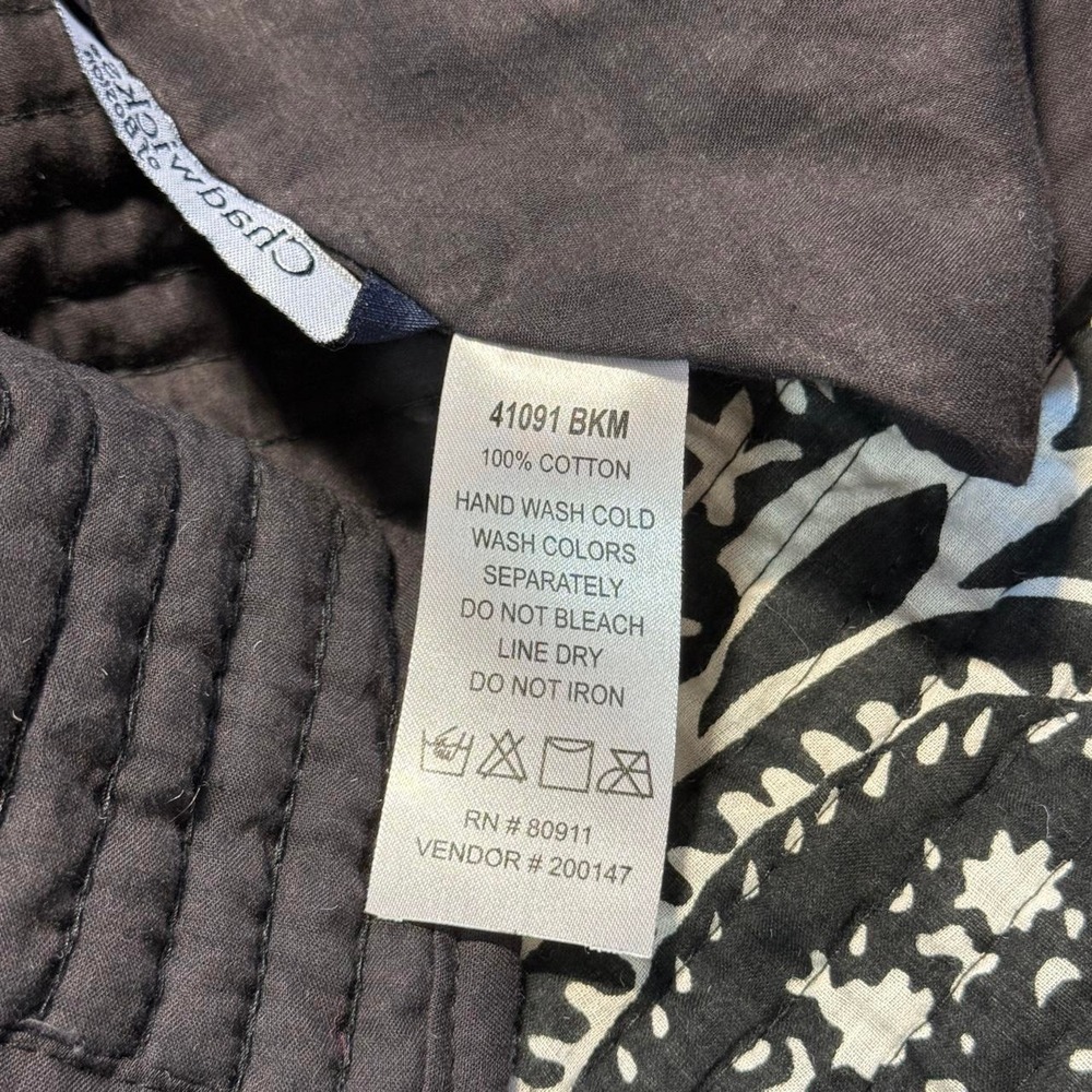 Chadwicks of Boston Black White Quilted Floral Jacket Cotton Boho Cottagecore - Picture 4 of 6